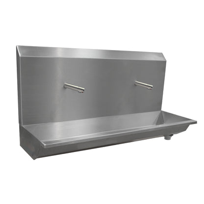 Stainless steel two station sensor operated wash trough