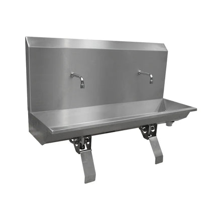 Stainless steel knee operated wash troughs