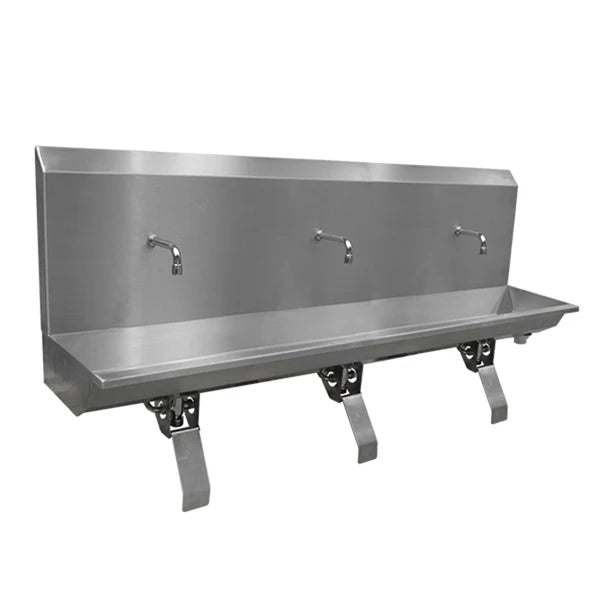 Stainless steel knee operated wash troughs