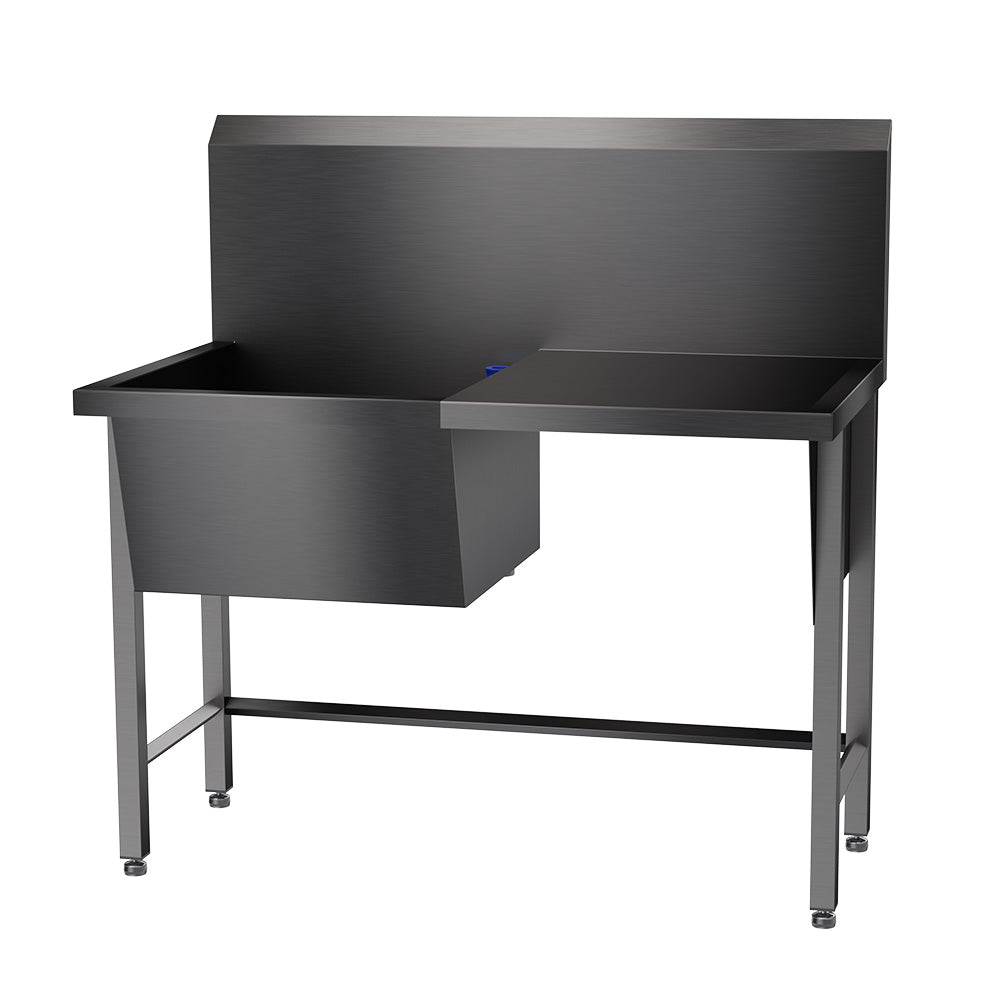 Stainless steel single bowl utility sink with drainer