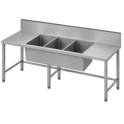 Stainless steel triple bowl utility sink with double drainer