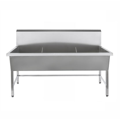 Stainless steel triple bowl utility sink