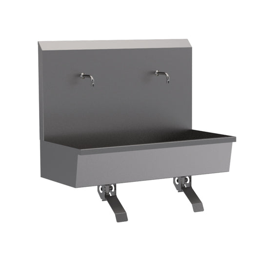 Stainless steel two station scrub sink