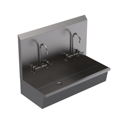 Stainless steel two station scrub sink