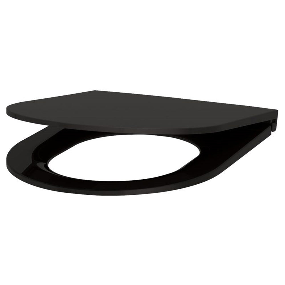 Toilet seat with lid in black for stainless steel WC