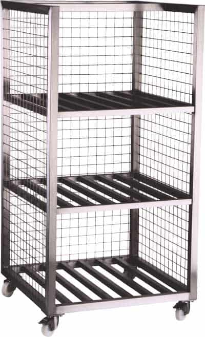 Railed shelf cages