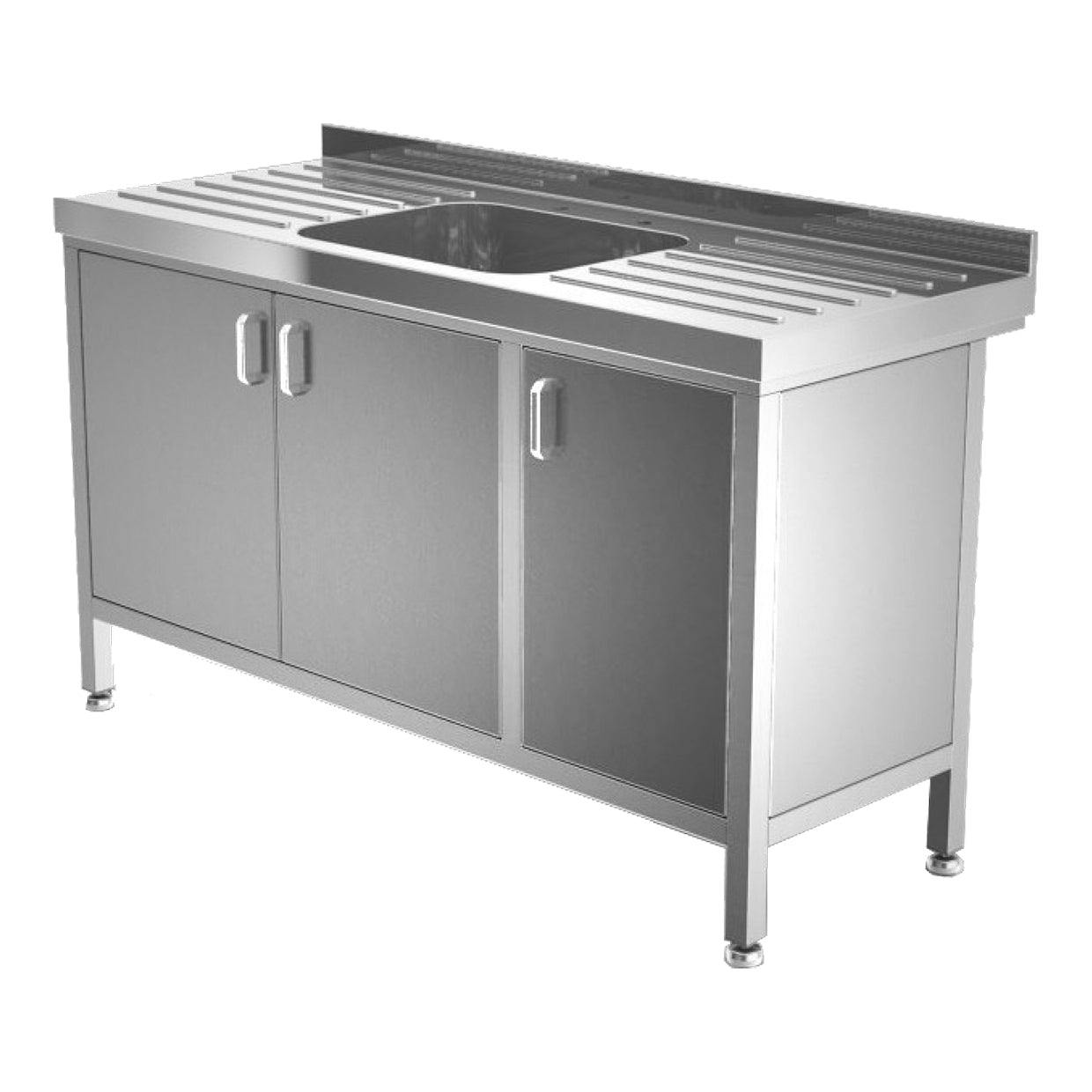 Stainless steel single bowl sink with cupboard