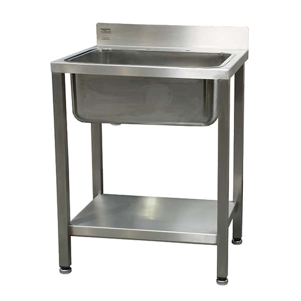 Stainless steel freestanding sink with upstand