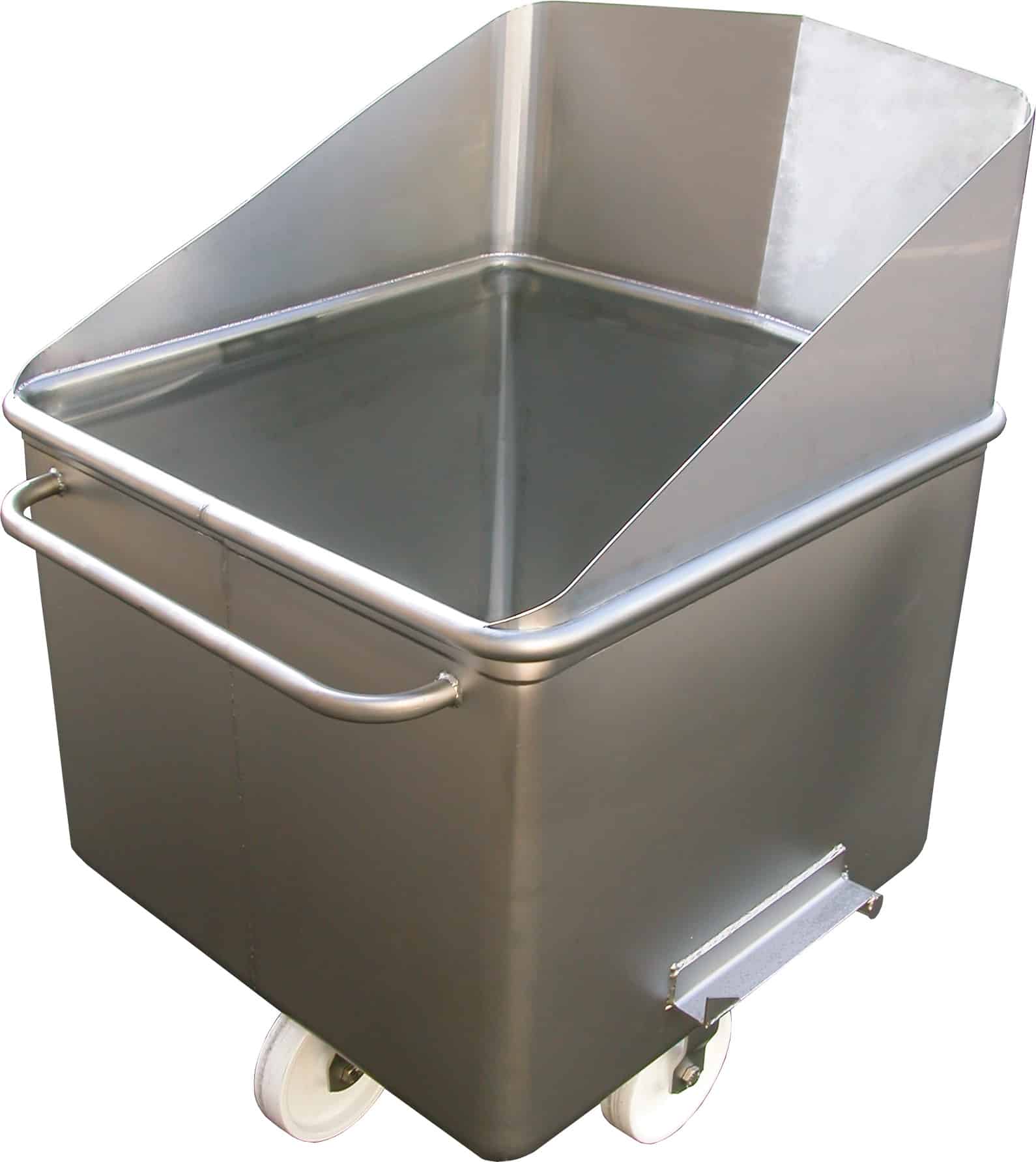 Stainless steel chuted tote bin