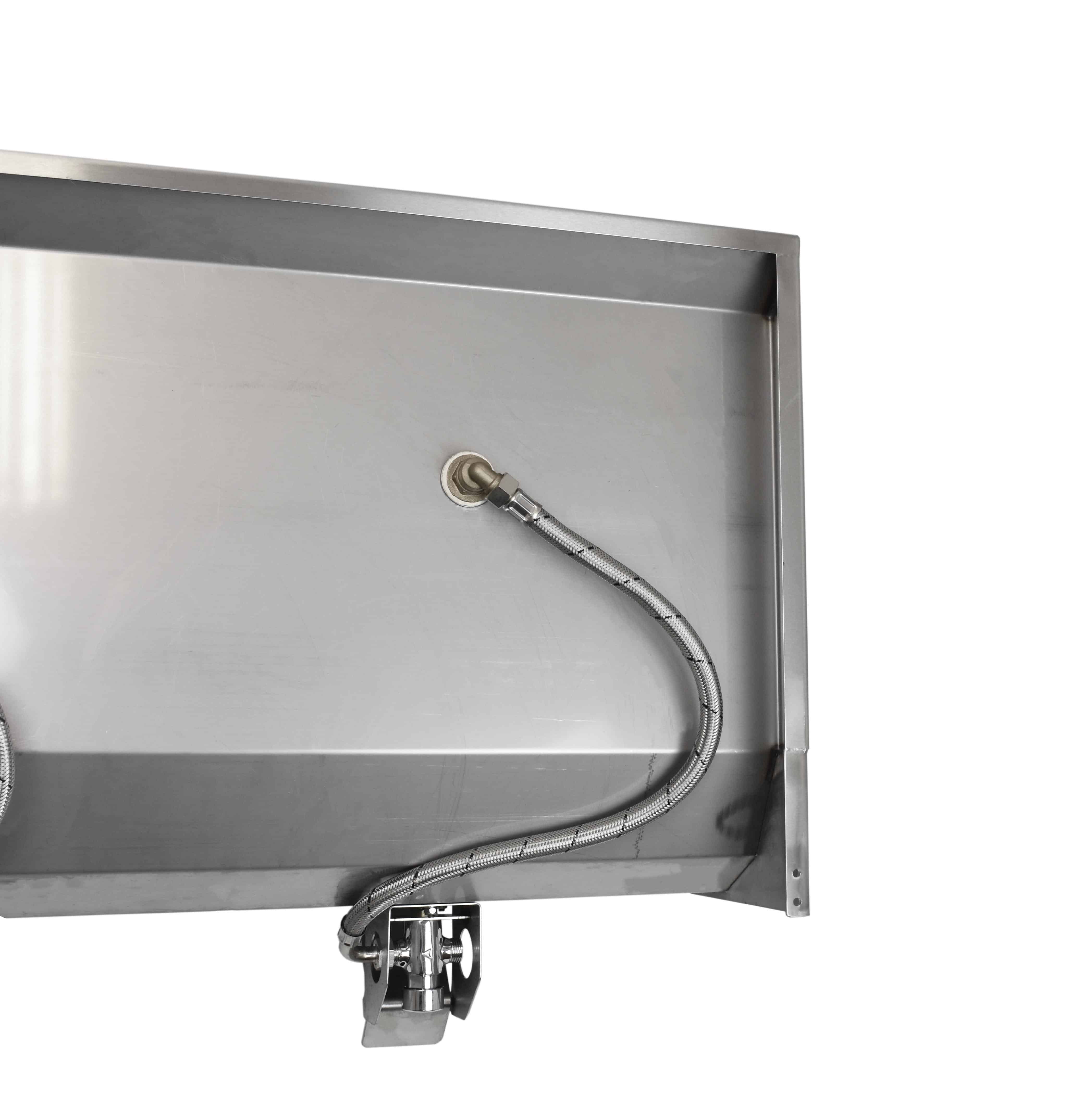 Stainless steel two station knee operated wash trough