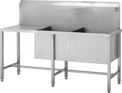 Stainless steel double bowl utility sink with drainer