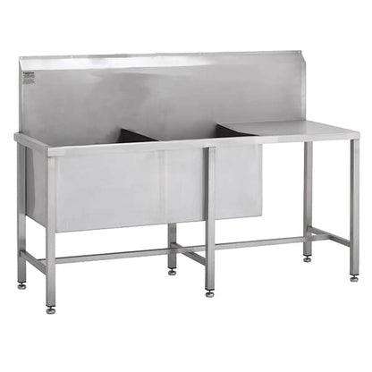 Stainless steel double bowl utility sink with drainer