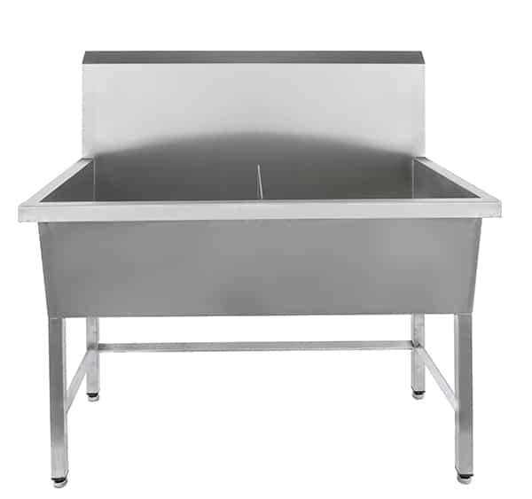 Stainless steel double bowl utility sink