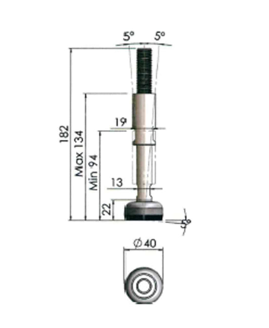 Stainless steel hygienic tall foot for light duty tables