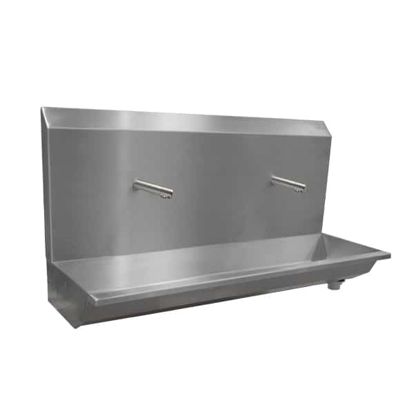 Stainless steel two station sensor operated wash trough