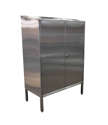 Stainless steel tall storage cupboard with shelves