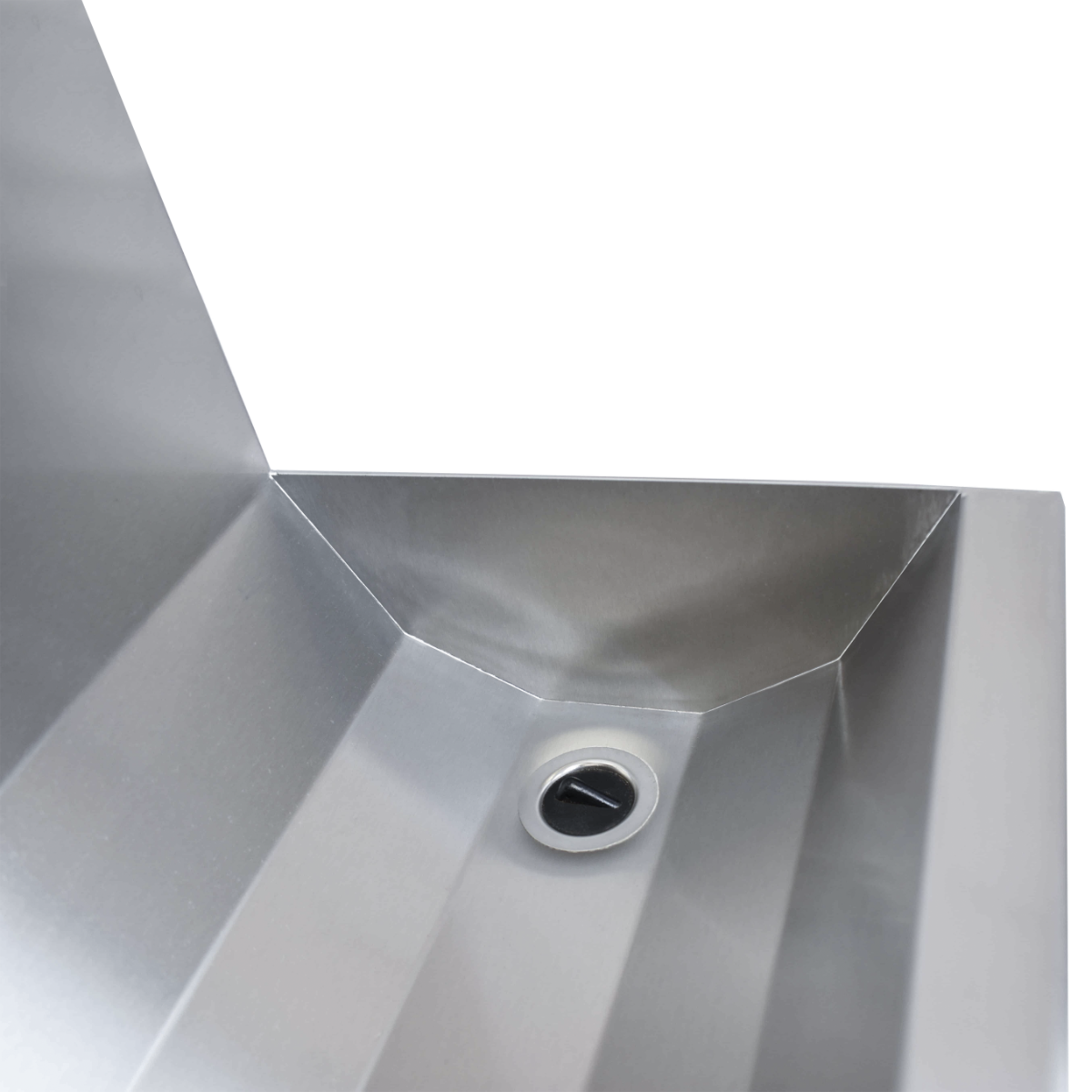 Stainless steel three station knee operated wash trough