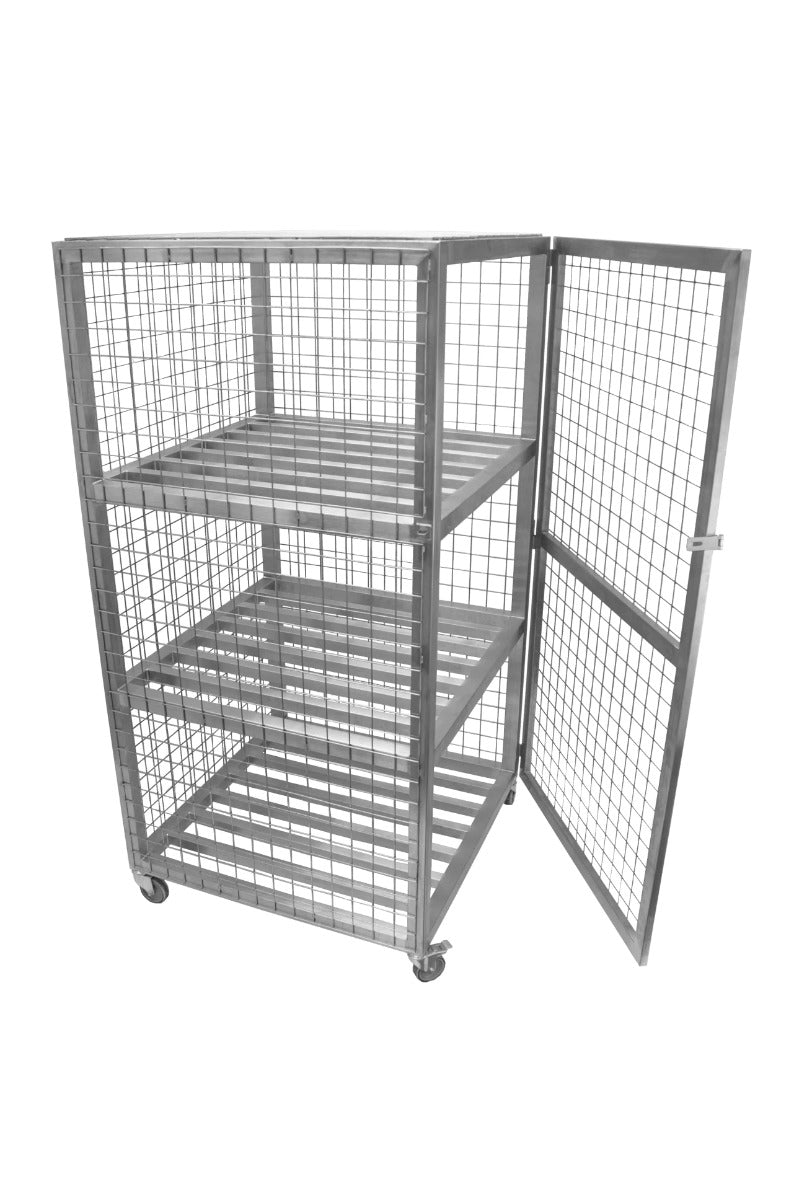 Railed shelf cages