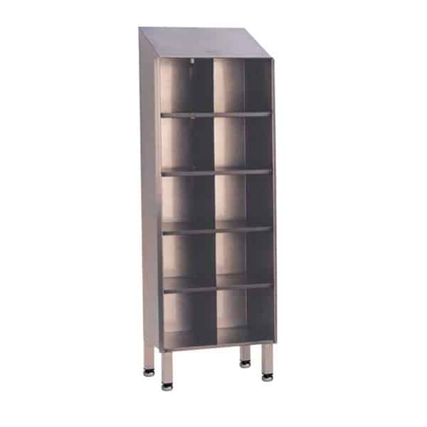 Stainless steel shoe and garment storage cupboard