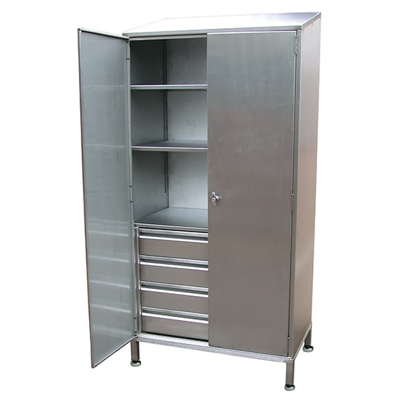 Stainless steel 4 drawer storage cupboard